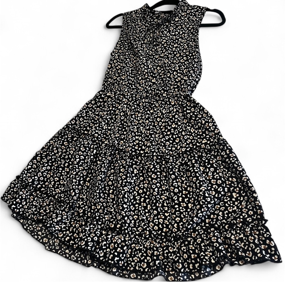 ePretty Black and White Animal Print Boho Midi Dress